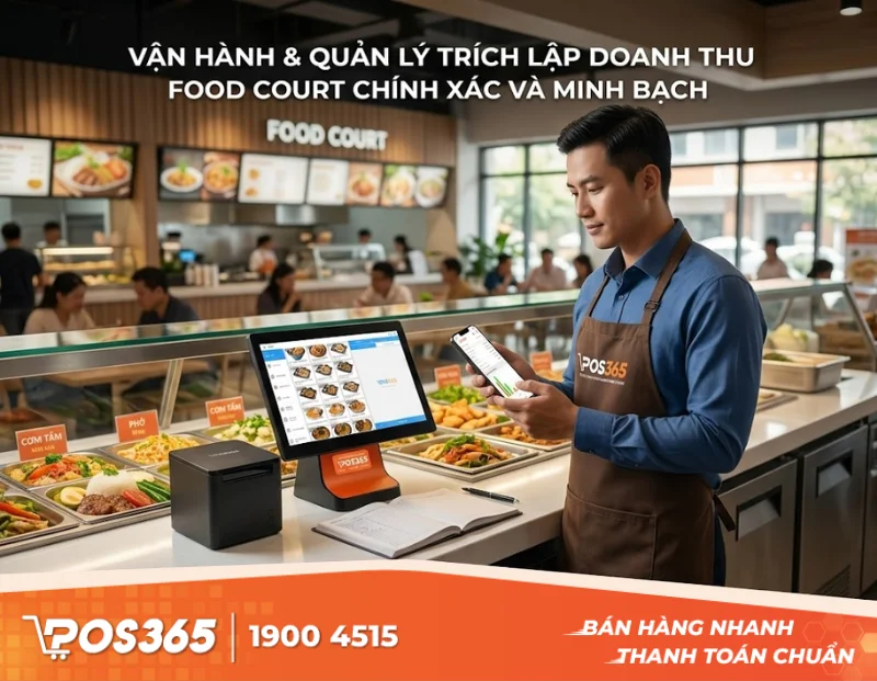 Vận hành nhà hàng Food Court: Cách quản lý trích lập doanh thu không lo sai sót