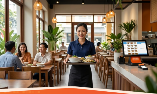 Thiết kế lối đi và khoảng cách bàn ghế chuẩn giúp nhân viên bưng bê dễ dàng