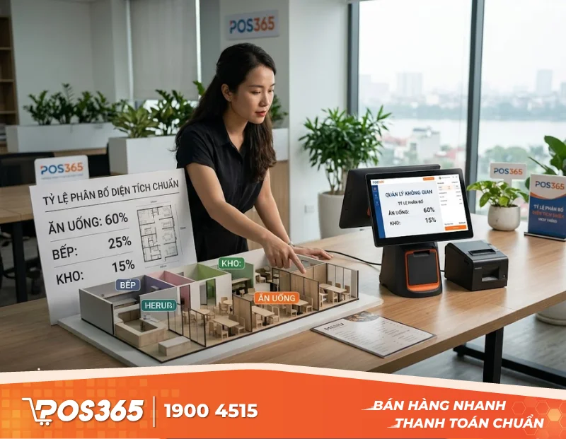 Tỷ lệ phân bổ diện tích chuẩn cho nhà hàng: Ăn uống, Bếp và Kho