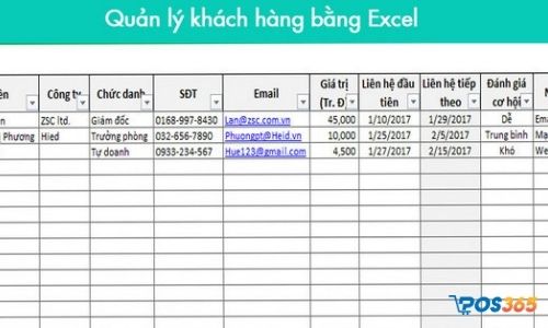 Quản lý thông tin khách hàng bằng excel