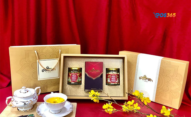 Thiết kế set trà hoa khô tặng quà ngày Tết
