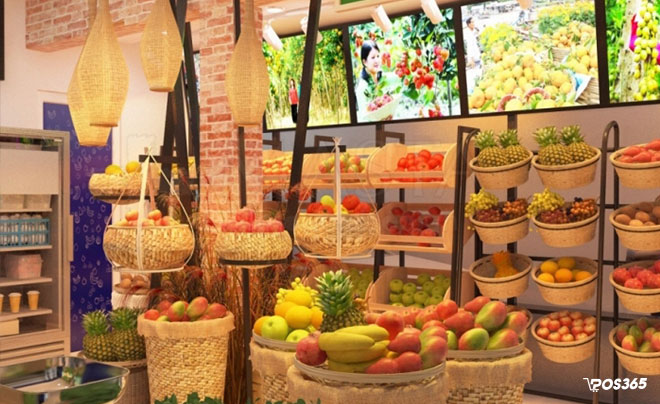 Thiết kế cửa hàng hoa quả nhập khẩu thu hút