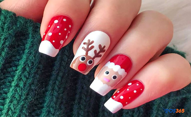 mẫu nail noel đơn giản chân