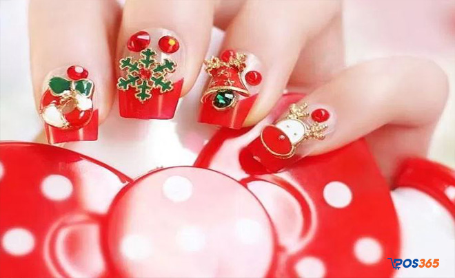 mẫu nail chân noel