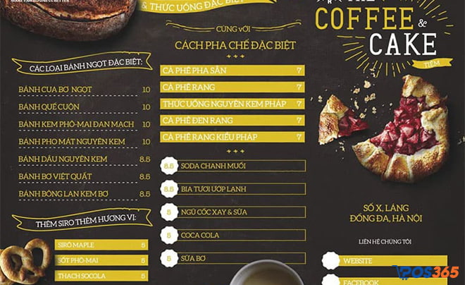 thiết kế menu quán cafe bánh ngọt