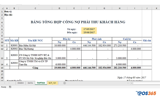 Các bước tạo file quản lý công nợ trên Excel