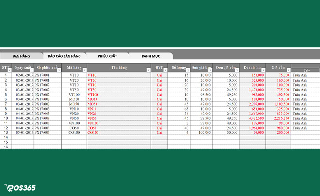 Quản lý hàng hóa bằng file Excel