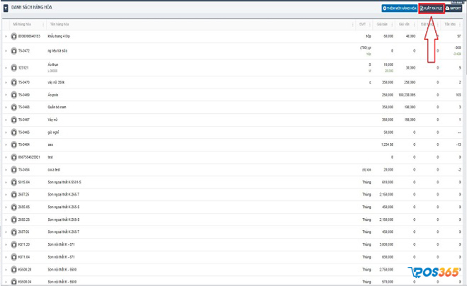 Hướng dẫn xuất File Excel với POS365