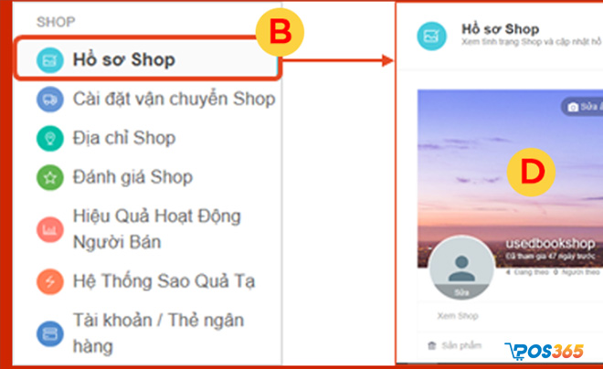 Điền thông tin hồ sơ của Shop