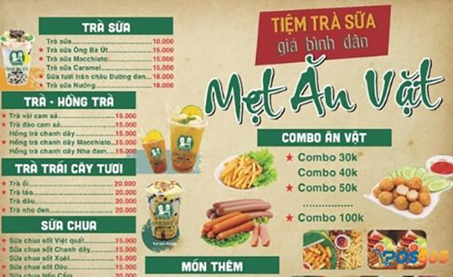 cách thiết kế menu quán trà sữa