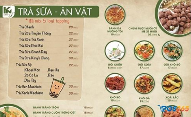 thiết kế menu quán trà sữa