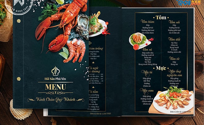 mẫu menu thực đơn nhà hàng hải sản