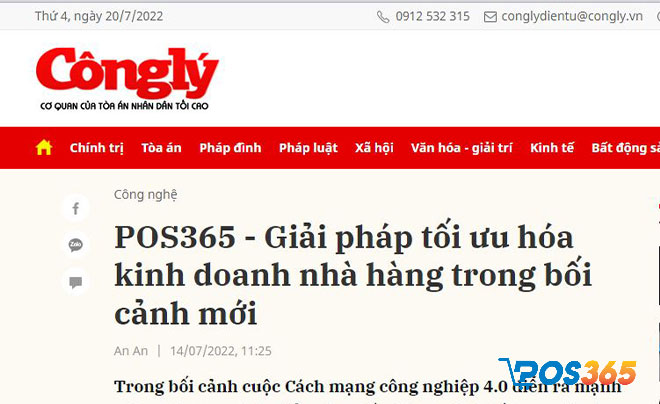 ‏”POS365 - Giải pháp tối ưu hóa kinh doanh nhà hàng trong bối cảnh mới”‏ (theo Công Lý)