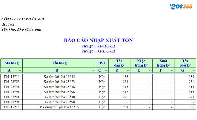 Những số liệu cần có trong bảng xuất nhập tồn hàng hóa hàng ngày trên Excel