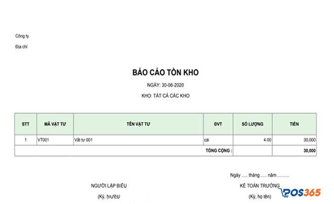 Báo cáo tồn kho