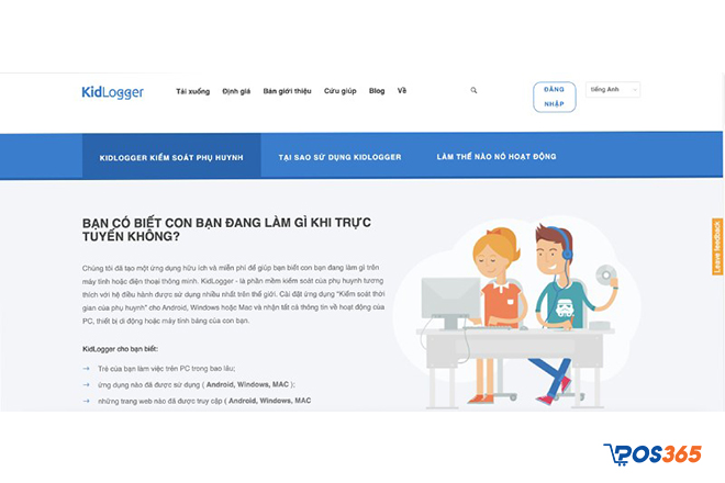 Phần mềm quản lý máy tính trẻ em Kidlogger