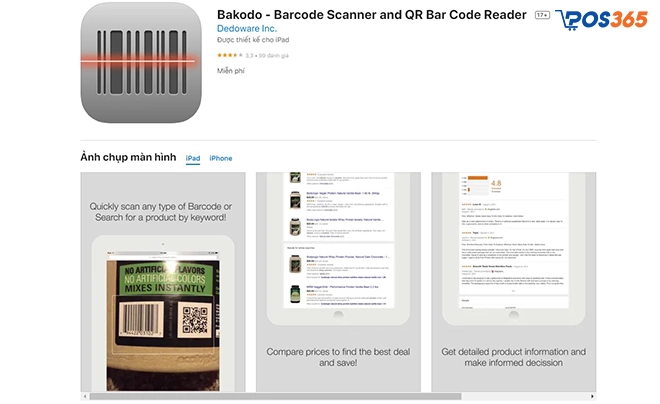 Phần mềm quét mã vạch trên iPhone miễn phí Bakodo