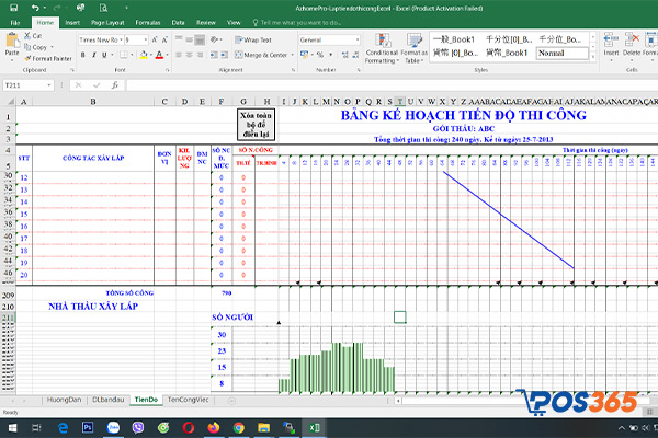 Phần mềm lập tiến độ thi công bằng excel