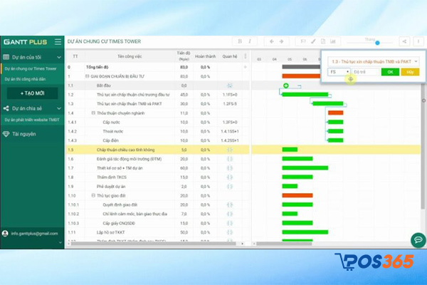 Phần mềm giám sát tiến độ thi công Gantt Plus