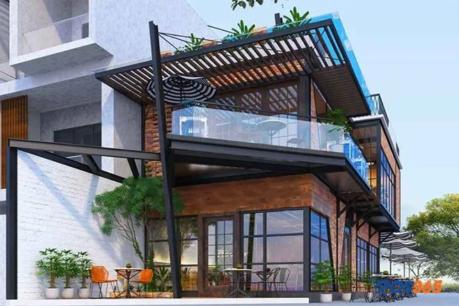  Thiết kế mô hình quán cafe kết hợp nhà ở trên 2 tầng