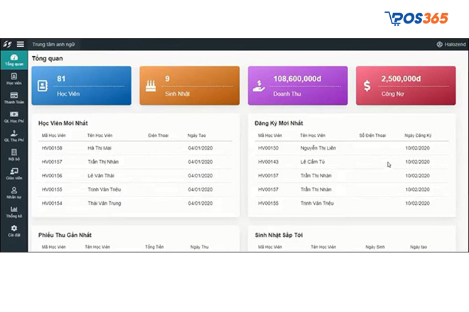 Phần mềm quản lý thông tin học sinh Halozend HTFM