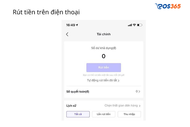 Cách rút tiền trên TikTok Shop bằng điện thoại