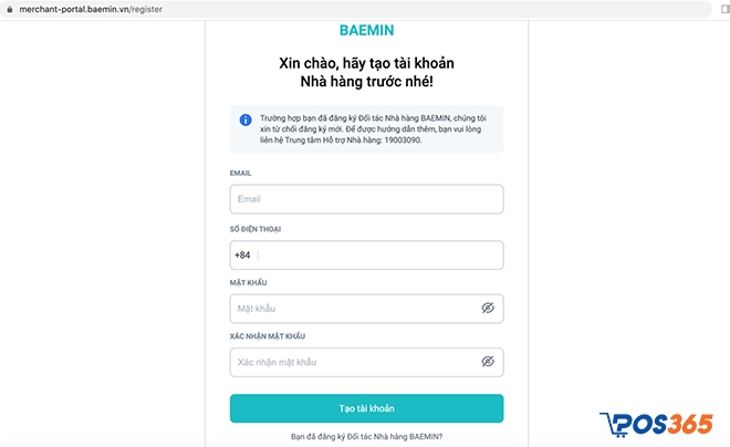 Bước 1: Tạo tài khoản trên hệ thống Merchant Portal