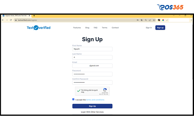Đăng ký tài khoản Textverified