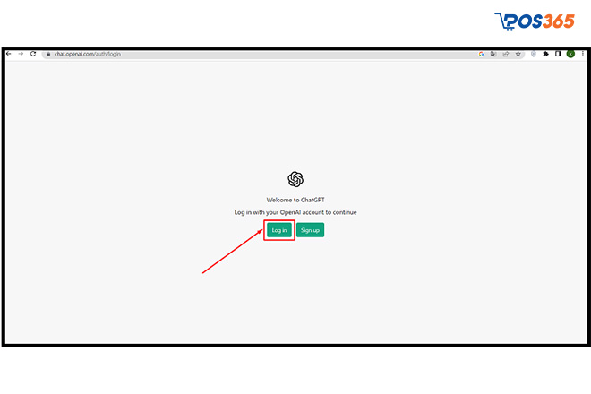Vào trang web ChatGPT và chọn Log in