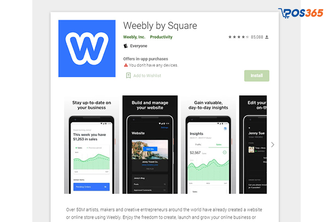 Tải ứng dụng Weebly về thiết bị điện thoại
