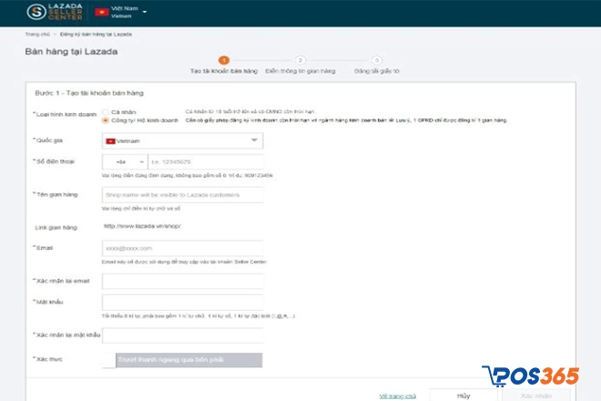 Tạo tài khoản mở gian hàng trên Lazada