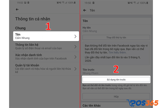 cách đổi tên facebook chưa đủ 60 ngày
