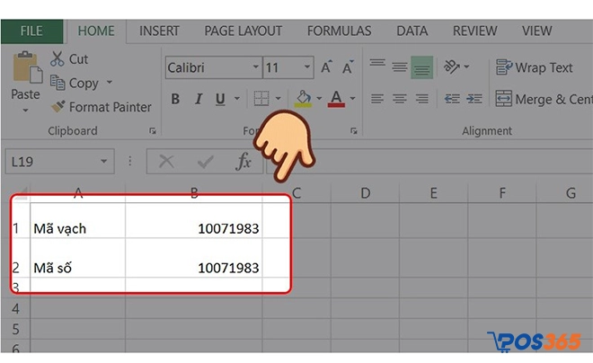 Bước 3: Mở ứng dụng Excel, nhập thông tin mã vạch cần trên định dạng Unicode.