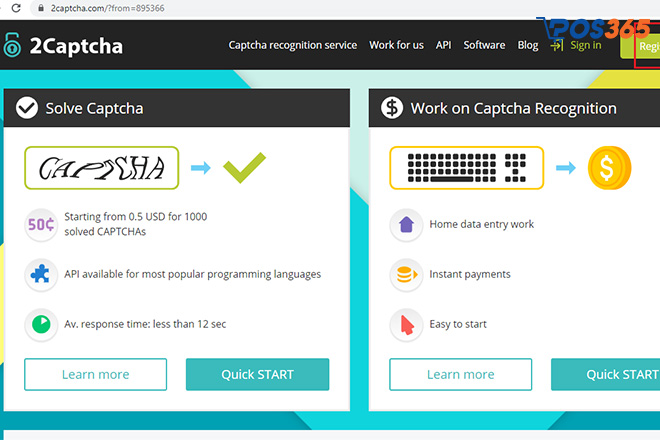 Trang web kiếm tiền online không vốn, uy tín 2Captcha.com