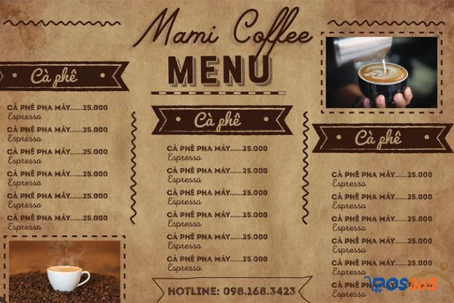 Setup menu cho quán cafe