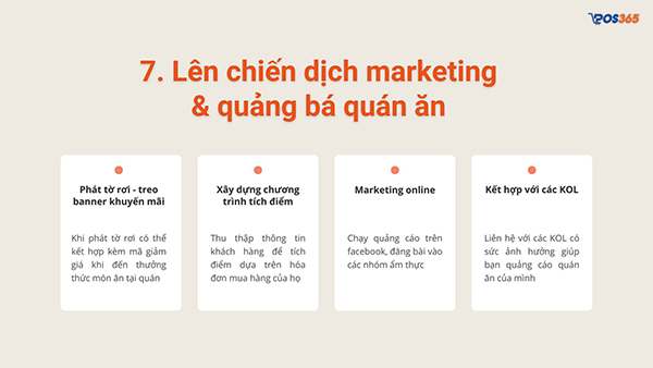 Lên chiến dịch marketing và quảng bá quán ăn