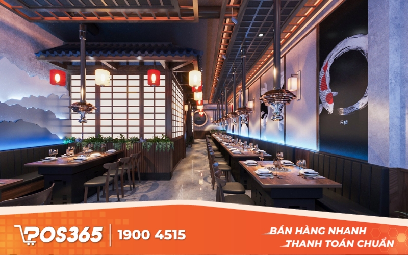 Mẫu thiết kế nhà hàng lẩu nướng phong cách Nhật Bản