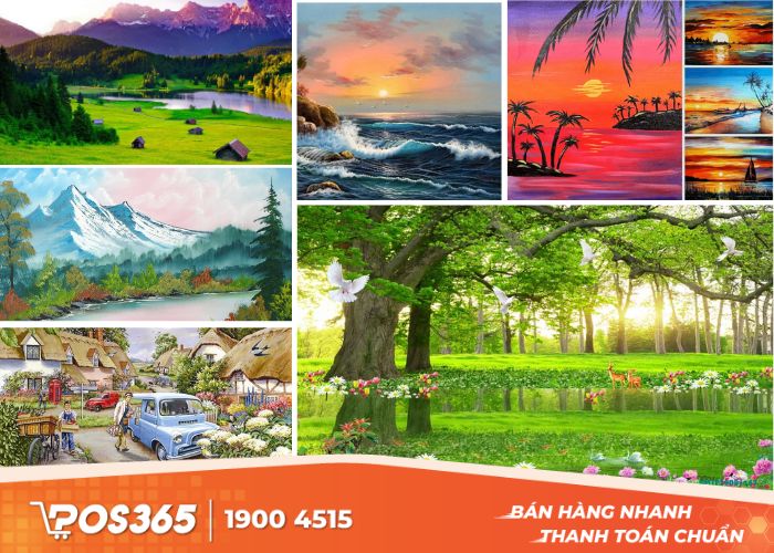 Những bức tranh phong cảnh trang trí quán cà phê