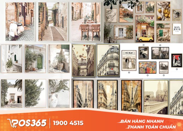 Tranh Vintage - Retro trang trí tường quán cafe