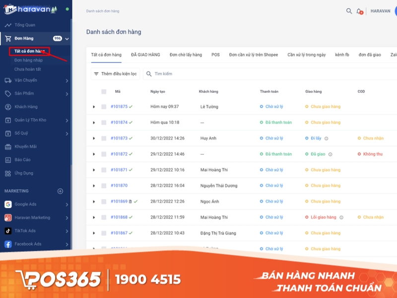 App quản lý bán hàng shopee Haravan