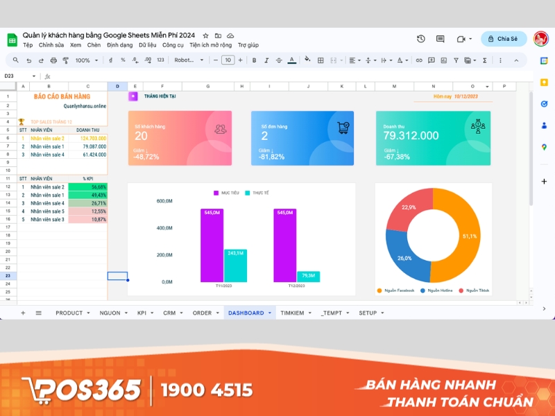 Google Sheet - Phần mềm quản lý khách hàng miễn phí bằng excel