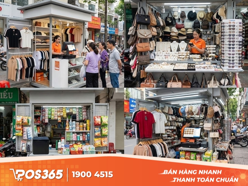 Mẫu Ki ốt bán hàng thời trang, phụ kiện, tạp hóa