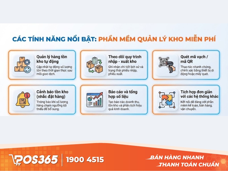 Các tính năng nổi bật của phần mềm quản lý kho miễn phí