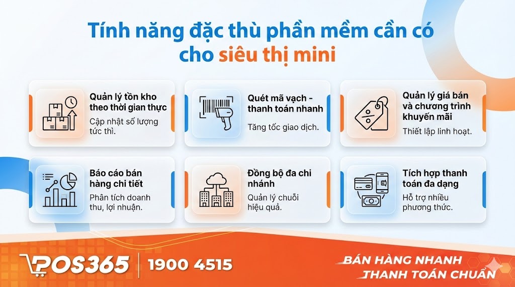 Tính năng đặc thù phần mềm cần có cho siêu thị mini