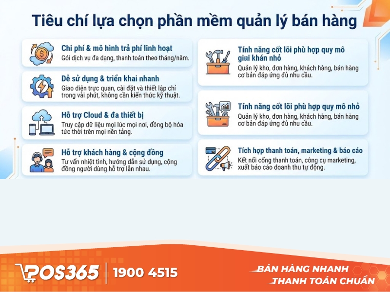 Tiêu chí lựa chọn phần mềm quản lý bán hàng