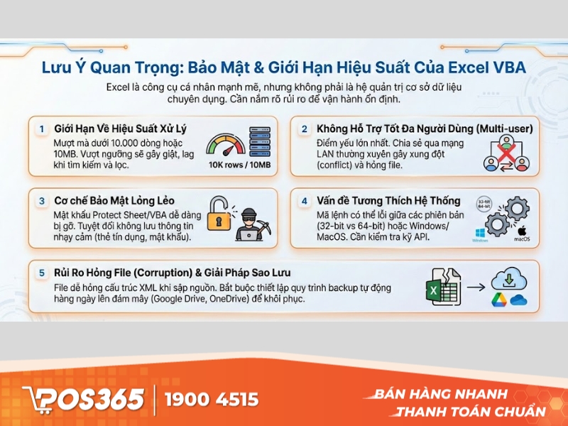 Những lưu ý về bảo mật và giới hạn hiệu suất của Excel VBA