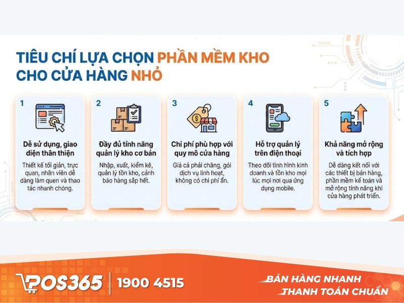 Tiêu chí lựa chọn phần mềm kho cho cửa hàng nhỏ