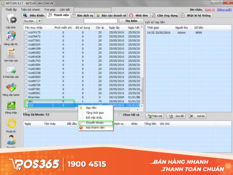 Nền tảng quản lý quán net Netcafe