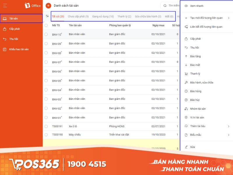 1Office - Quản lý tài sản toàn diện