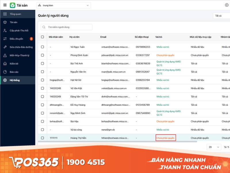 Phần mềm quản lý tài sản MISA AMIS